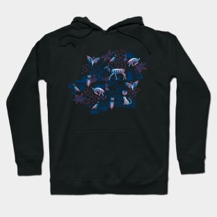 Eerie Forest- Mystical Animals in the Woods- Midnight Blue Hoodie